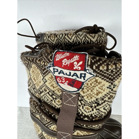 Pajar 63 Canada Weathergear Fair Isle Shearling Lined Lace Up Grip Boots 7-7.5 - Picture 2 of 16